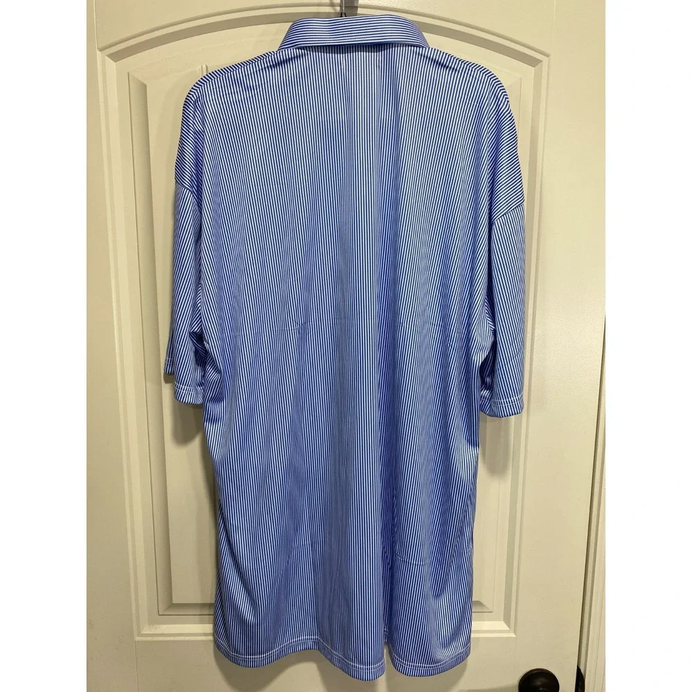 COLLARS & CO Men's 2XL Blue‎ Striped Short Sleeve Relaxed Dress Polo Shirt